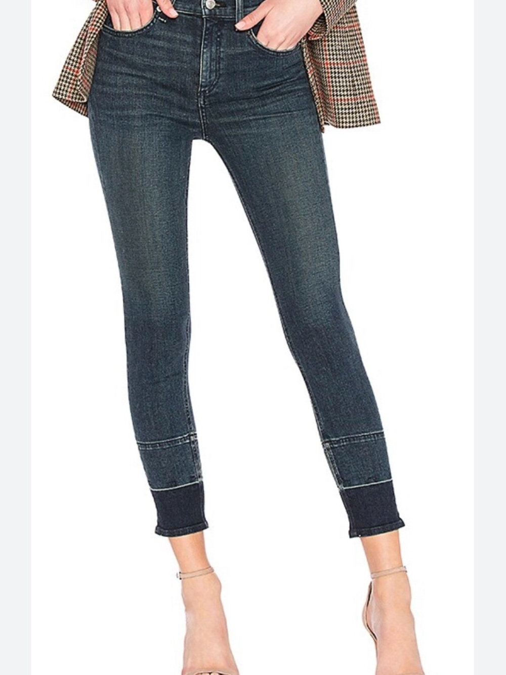 Rag & Bone High Rise Ankle Skinny Jeans Dark Blue Vee Size 32